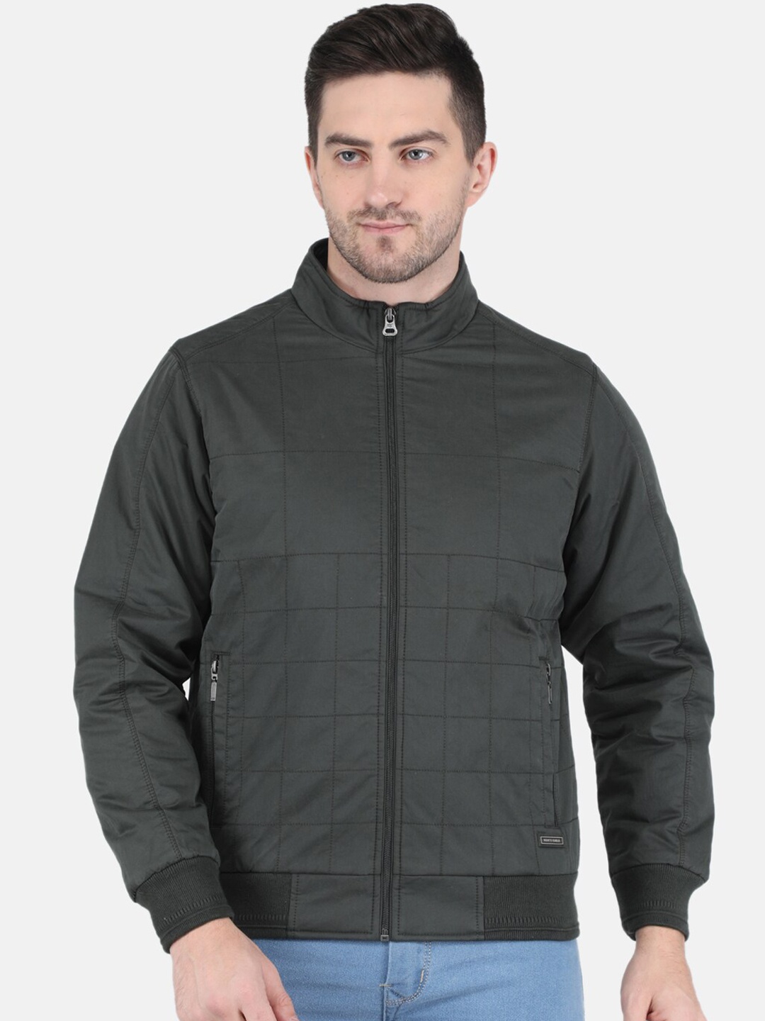 

Monte Carlo Men Green Solid Long Sleeves Bomber Jacket