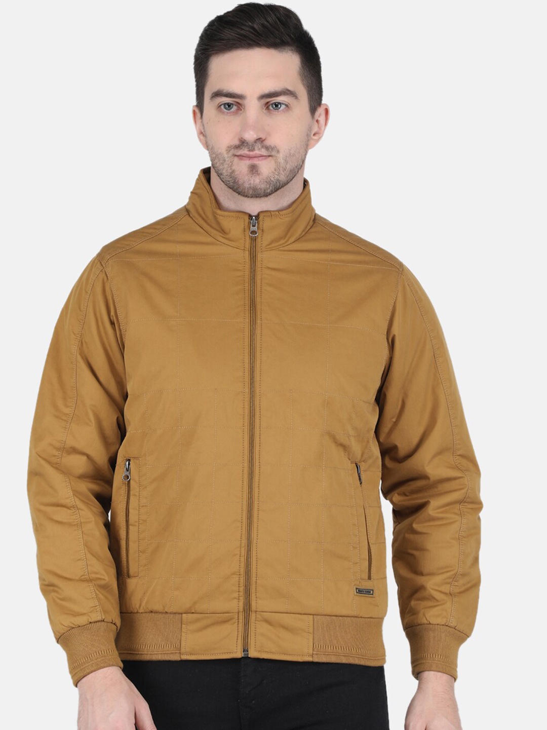 

Monte Carlo Men Mustard Yellow Solid Long Sleeves Bomber Jacket