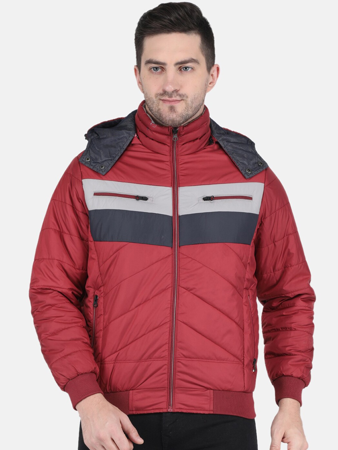 

Monte Carlo Men Red Colourblocked Bomber Jacket