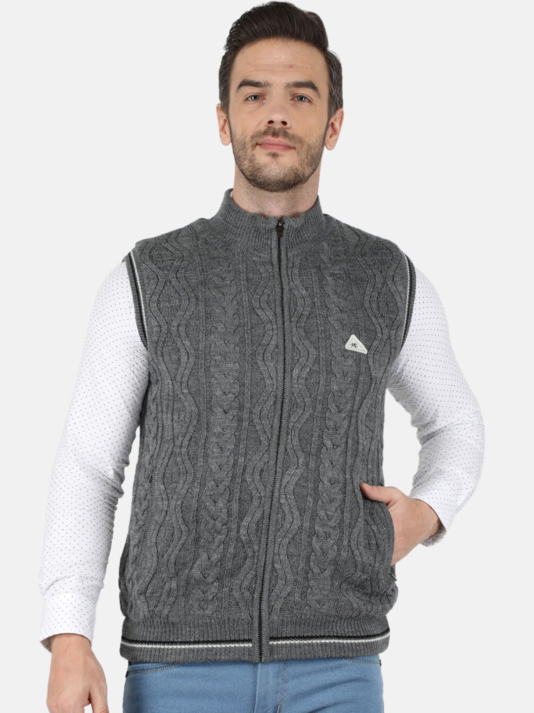 

Monte Carlo Men Grey Cable Knit Jacket