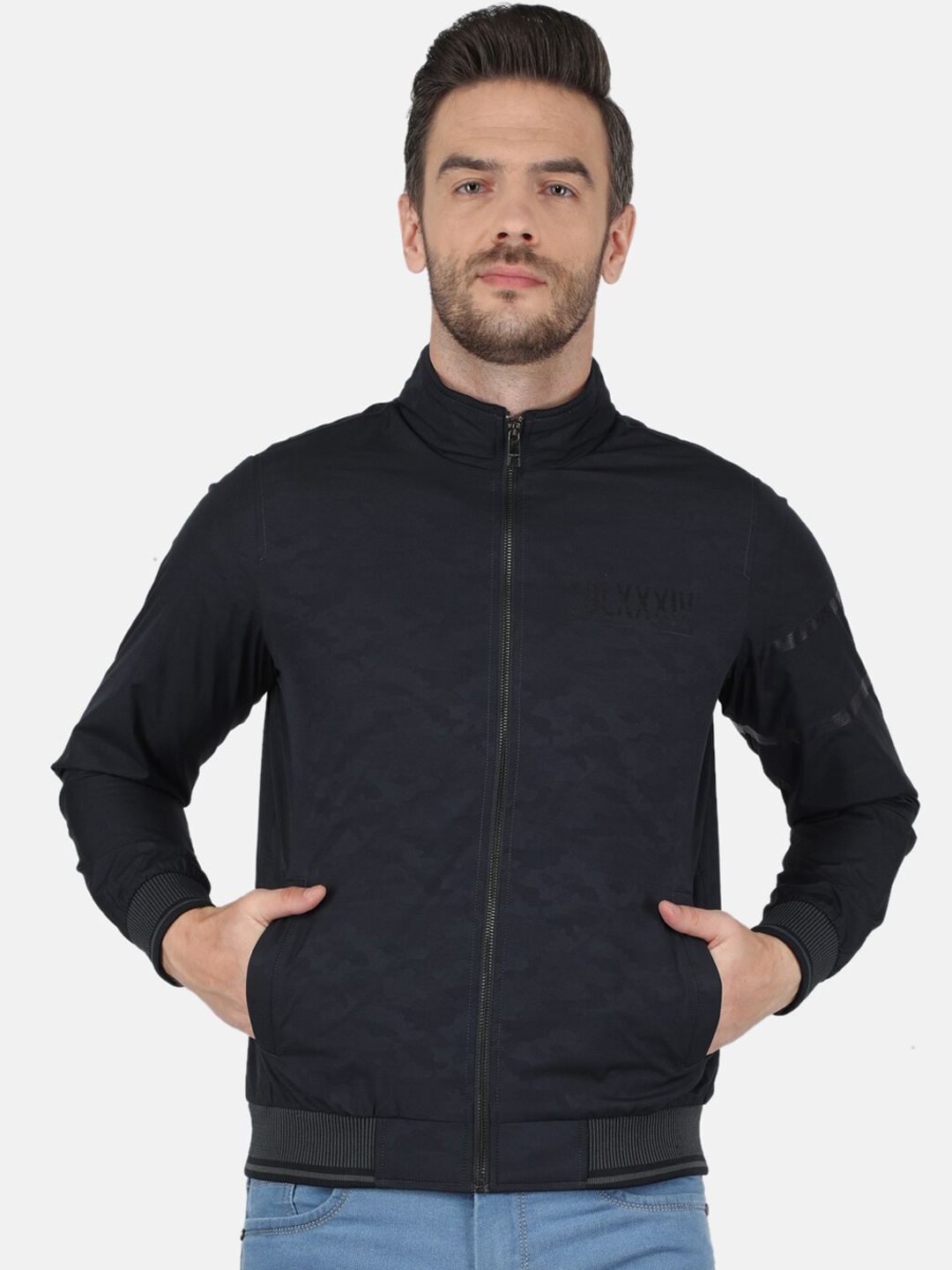 

Monte Carlo Men Navy Blue Camouflage Bomber Jacket