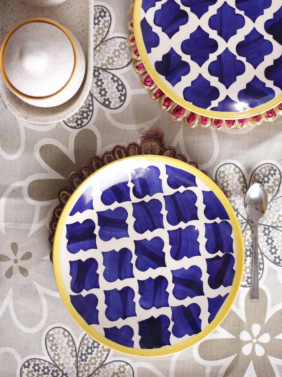 

VarEesha Blue & White 6 Pieces Stoneware Printed Ceramic Quarter Plate Set