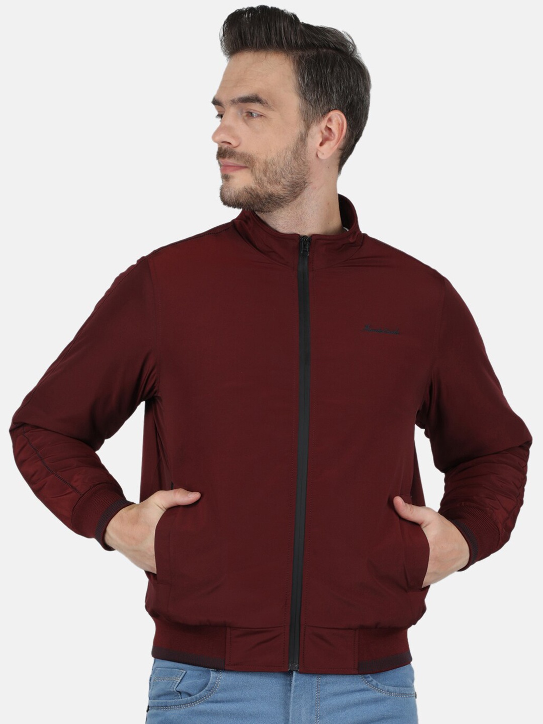 

Monte Carlo Men Maroon Bomber Jacket