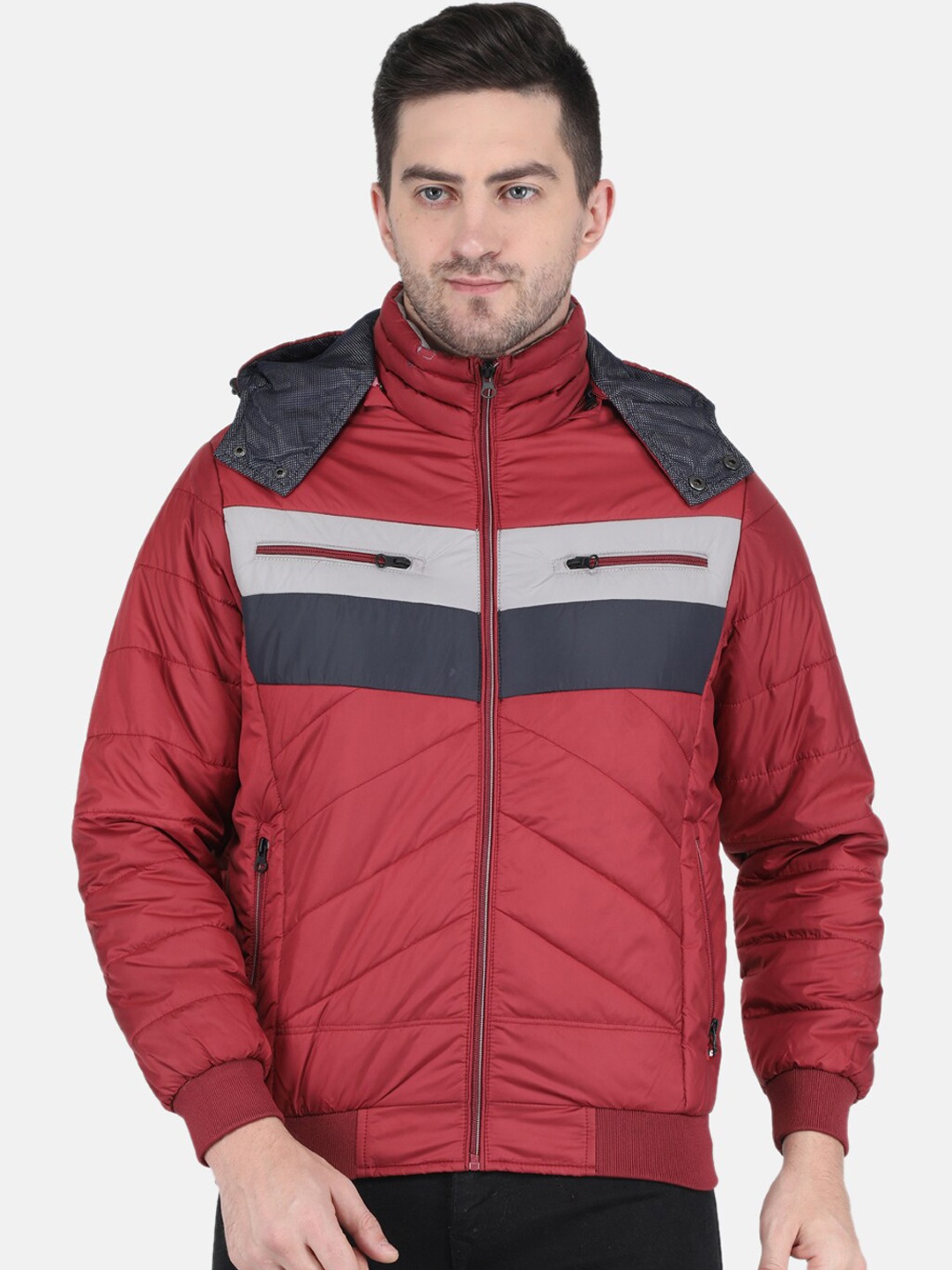 

Monte Carlo Men Red Colourblocked Bomber Jacket