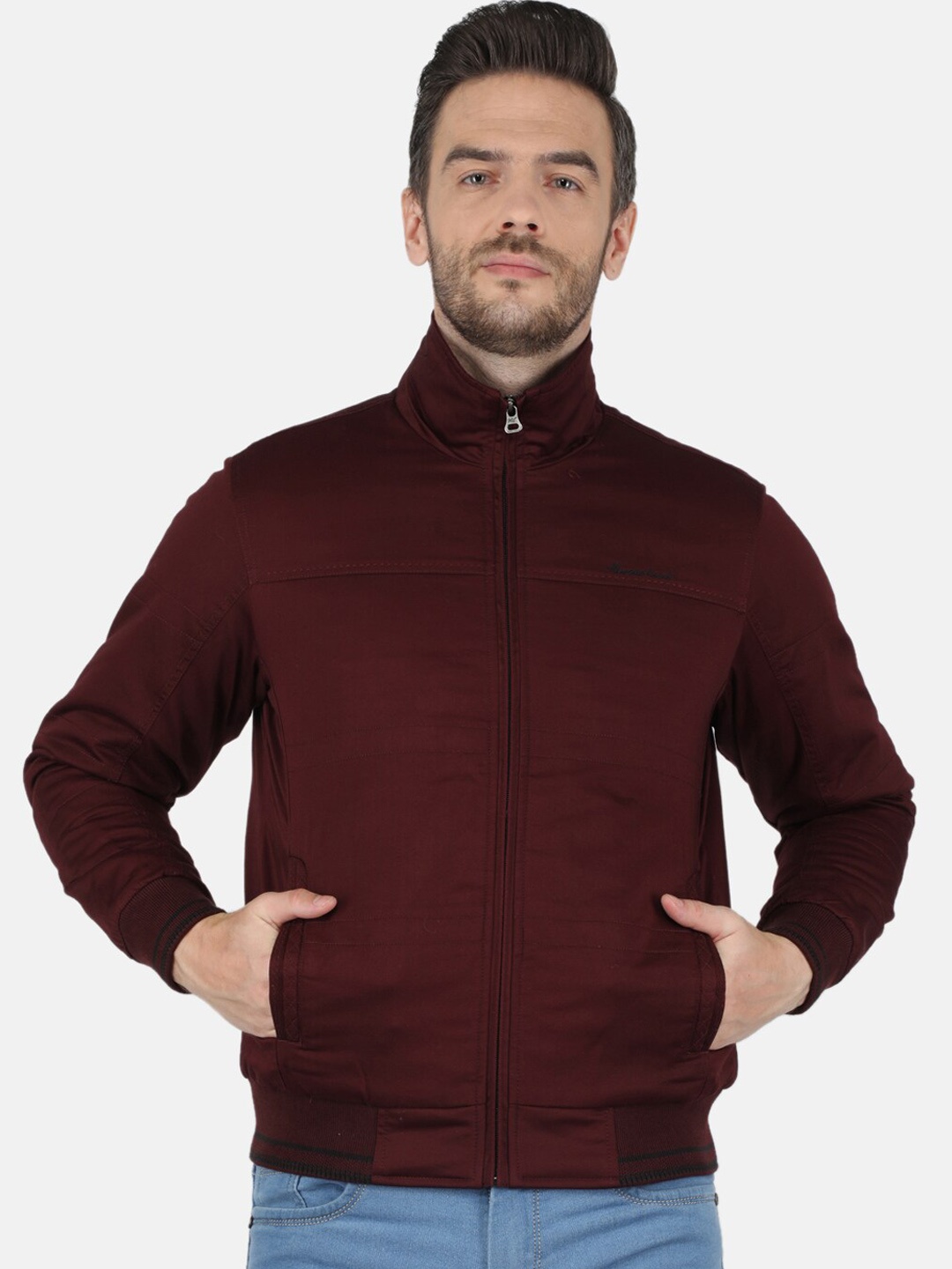 

Monte Carlo Men Maroon Bomber Jacket