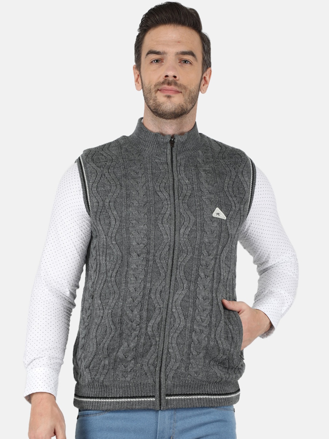 

Monte Carlo Men Grey Cable Knit Jacket