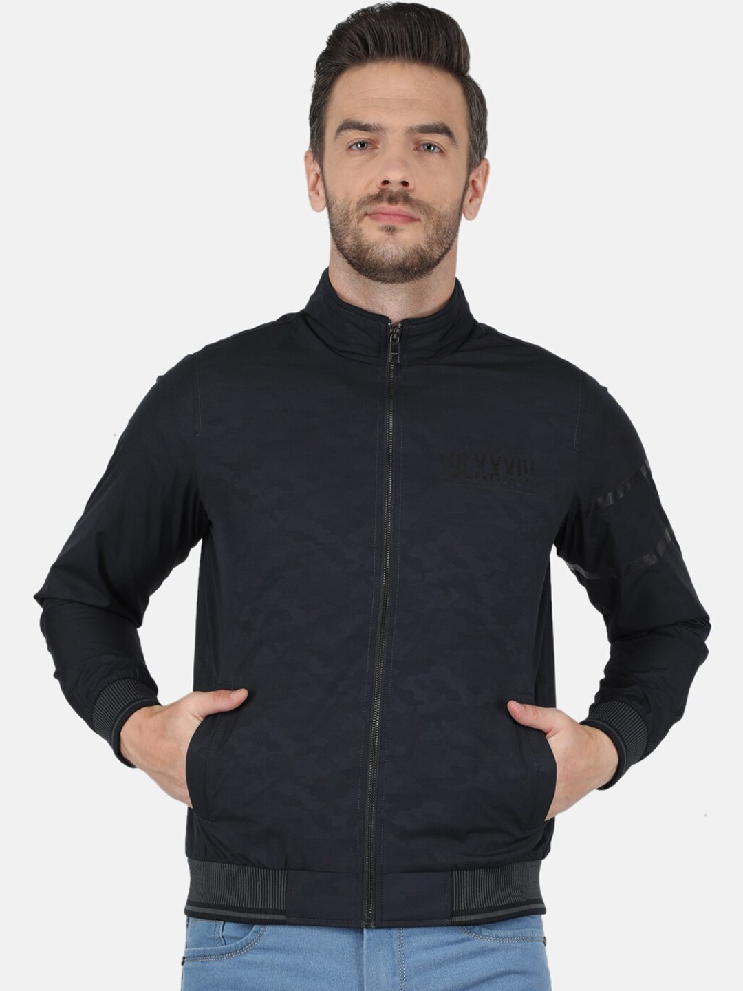 

Monte Carlo Men Navy Blue Camouflage Bomber Jacket