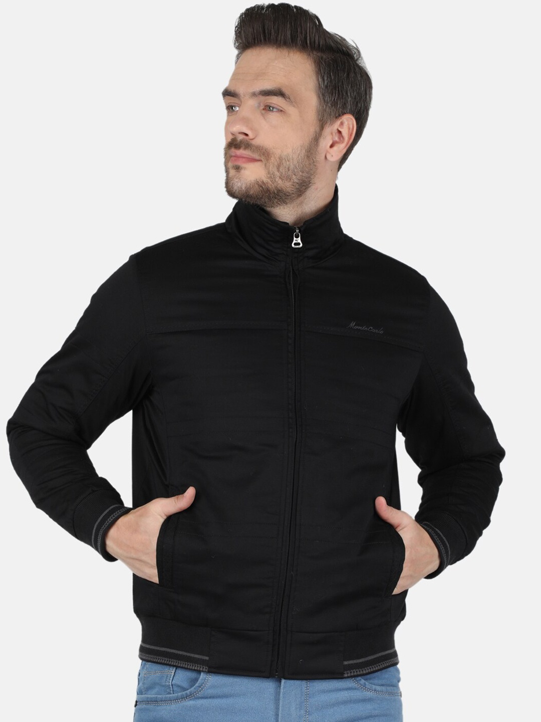 

Monte Carlo Men Black Cotton Bomber Jacket