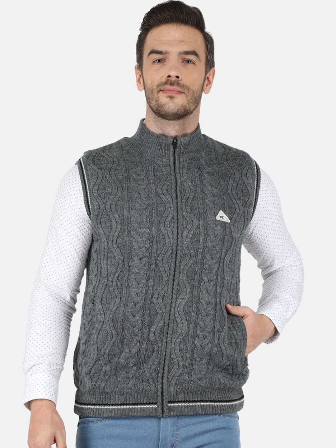 

Monte Carlo Men Grey Woolen Bomber Jacket