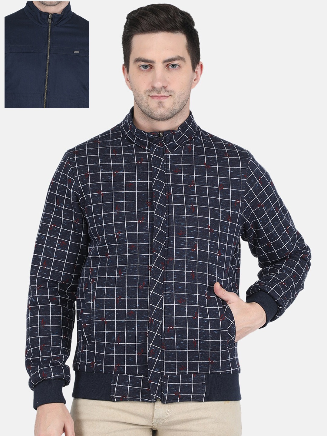

Monte Carlo Men Navy Blue Reversible Bomber Jacket