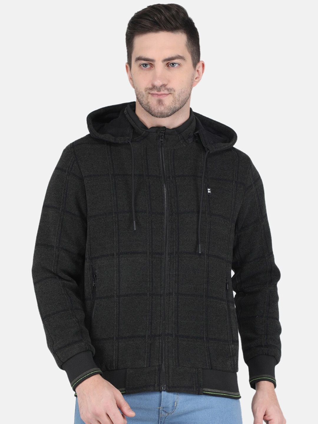 

Monte Carlo Men Black Checked Cotton Bomber Jacket