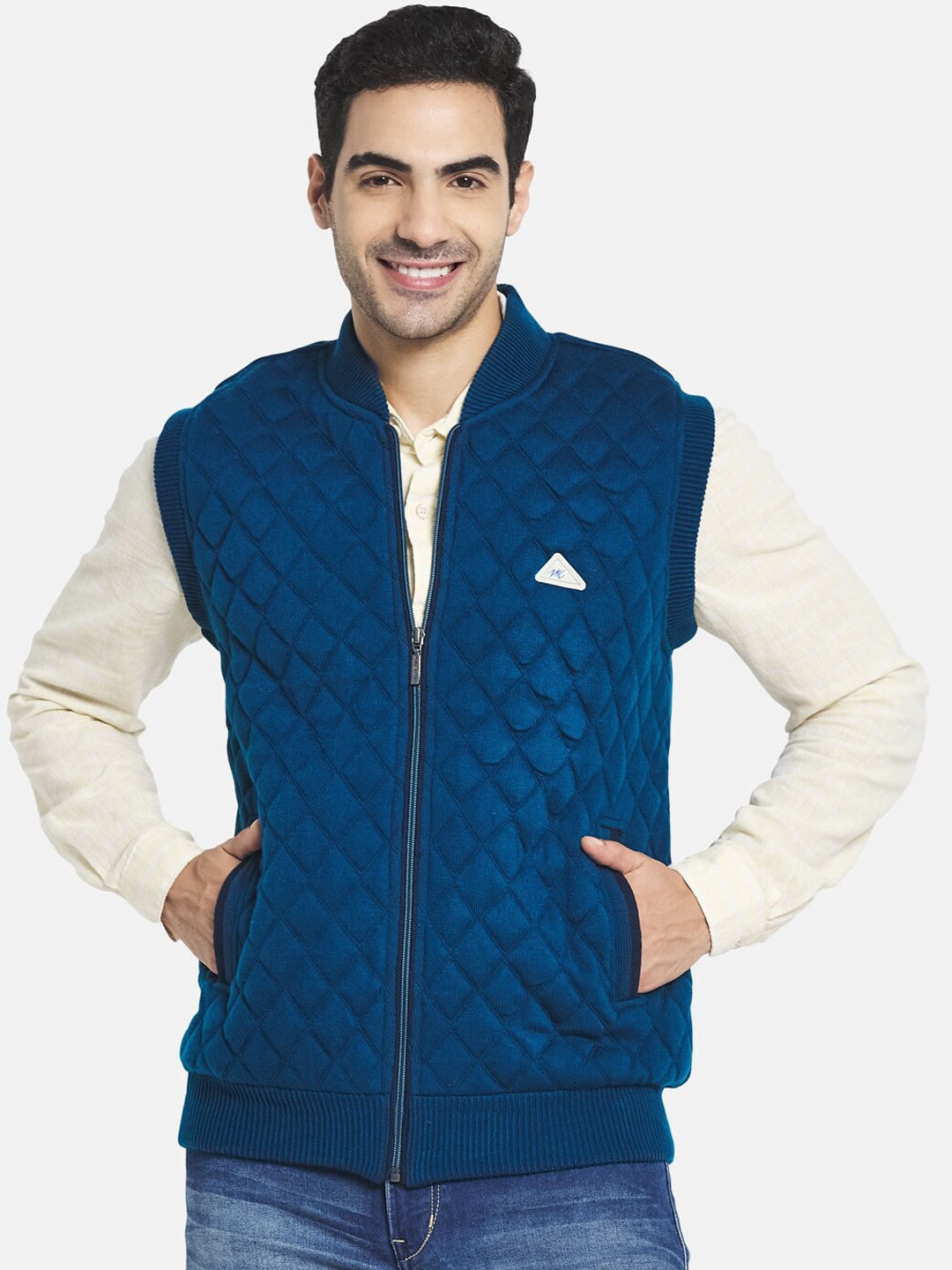 

Monte Carlo Men Blue Woolen Quilted Jacket