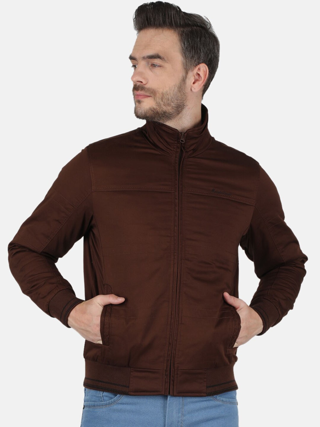 

Monte Carlo Men Brown Plus Size Bomber Jacket