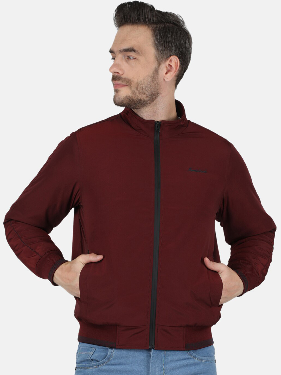 

Monte Carlo Men Maroon Bomber Jacket