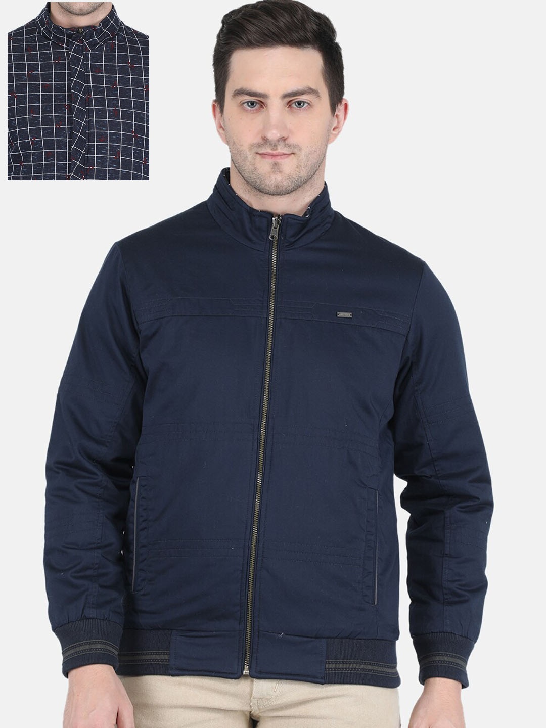 

Monte Carlo Men Navy Blue Reversible Bomber Jacket