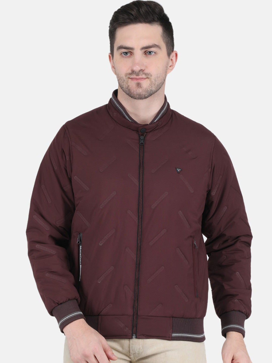 

Monte Carlo Men Maroon Plus Size Bomber Jacket