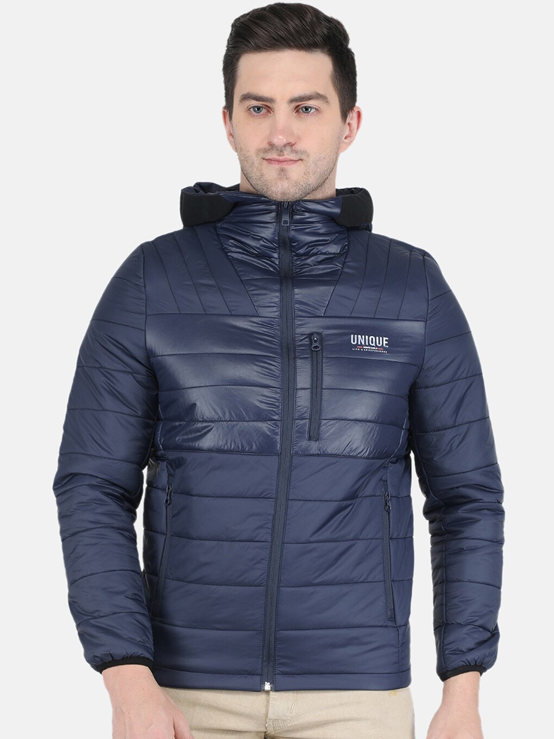 

Monte Carlo Men Navy Blue Plus Size Hooded Padded Jacket