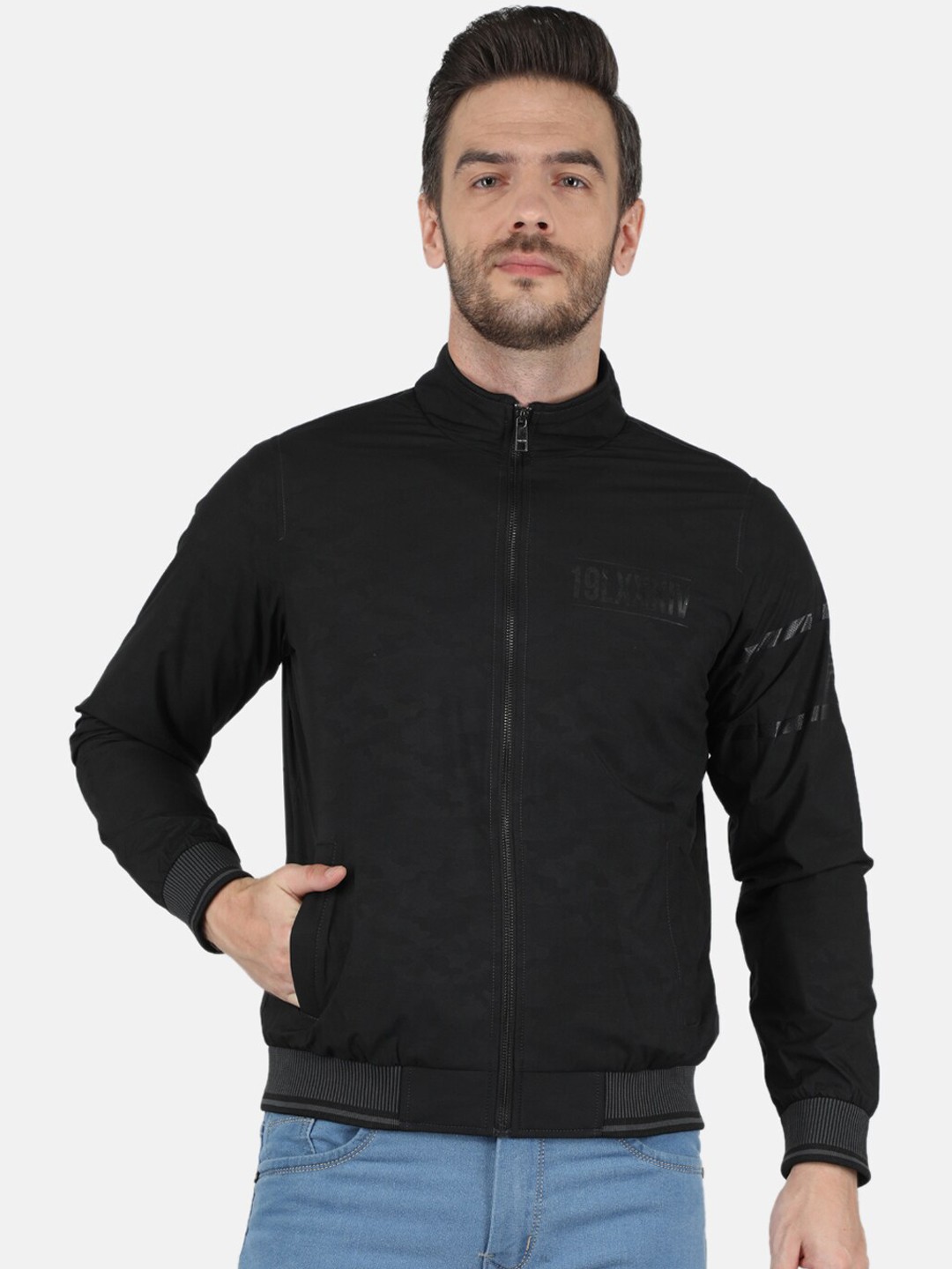 

Monte Carlo Men Black Plus Size Bomber Jacket