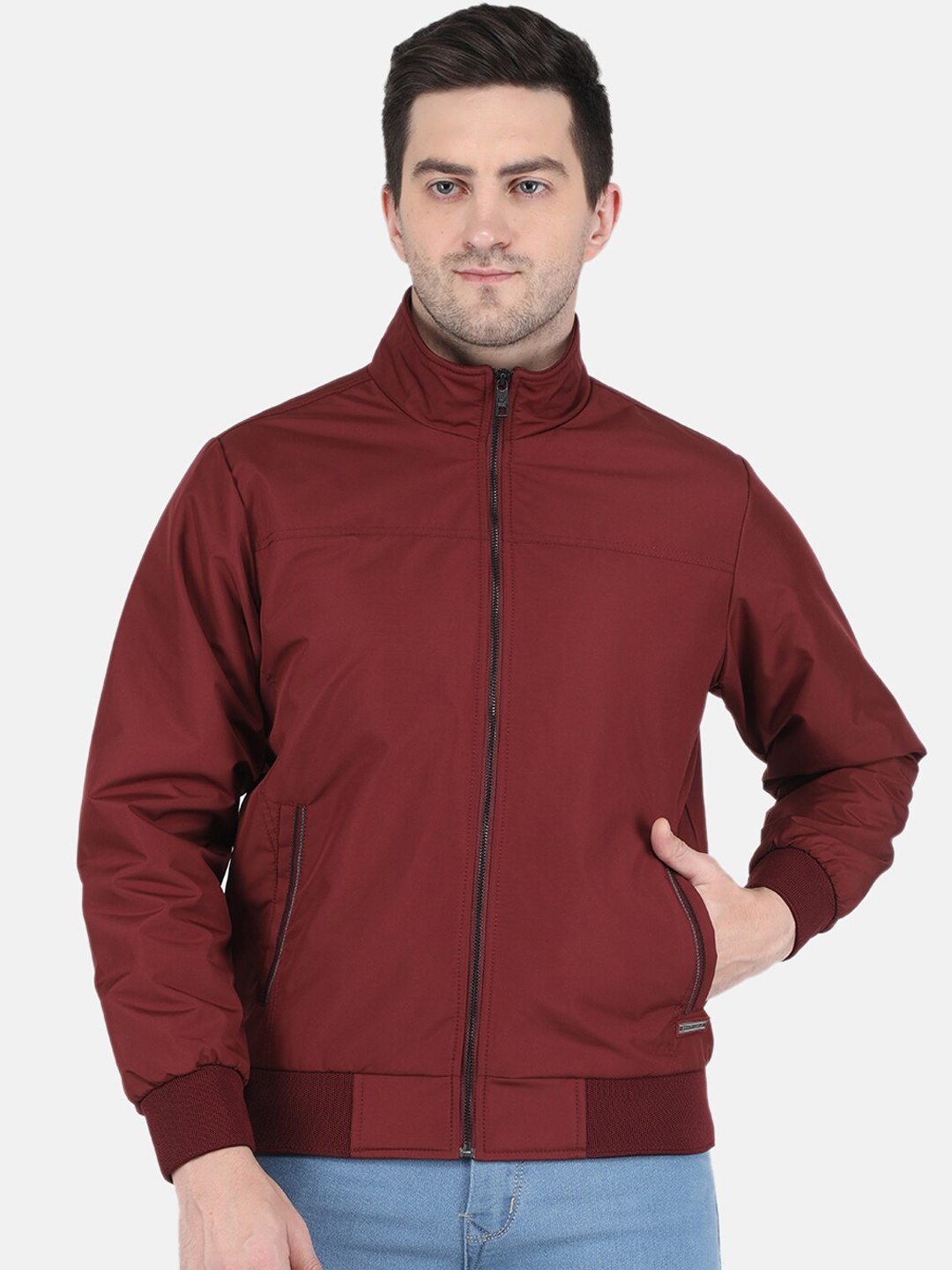 

Monte Carlo Men Maroon Solid Bomber Jacket