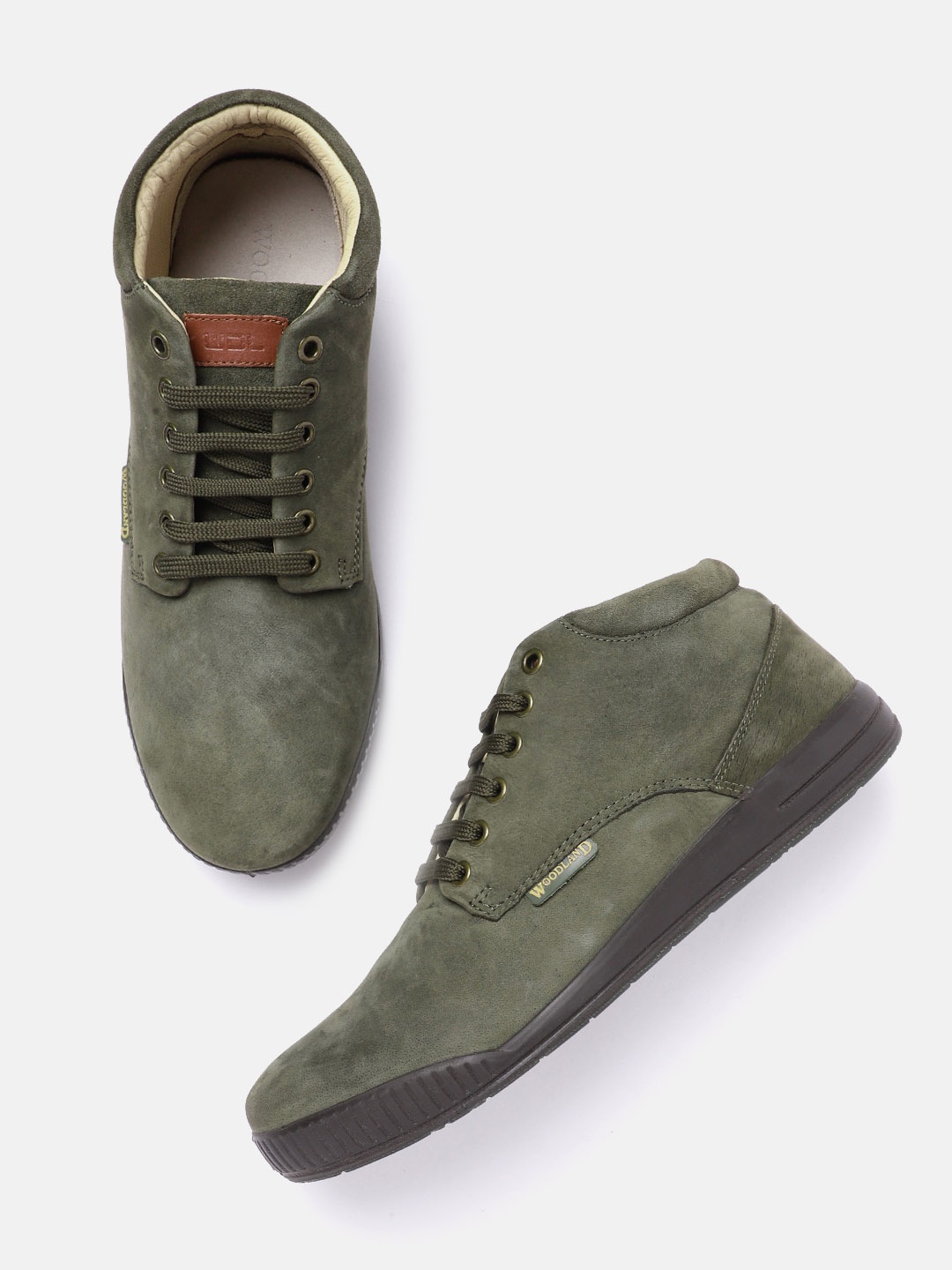 

Woodland Men Leather Derbys, Olive