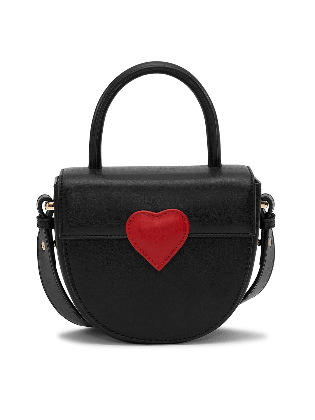 

MIRAGGIOSmall Women Sling Bag with Sling Strap & Padded Heart Detailing, Black
