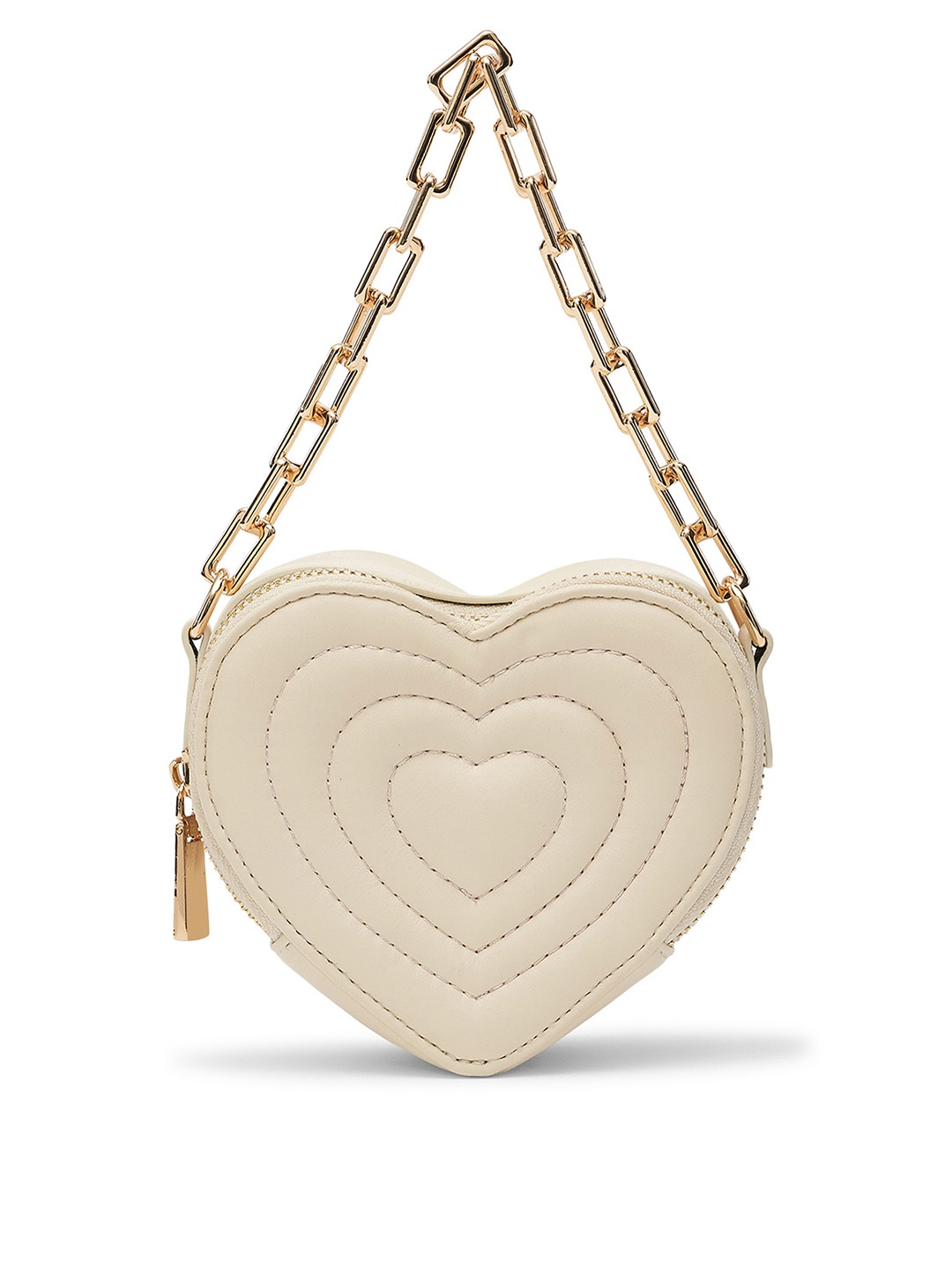 

MIRAGGIO White Quilted Heart Shaped Small Handheld Bag with Crossbody Strap