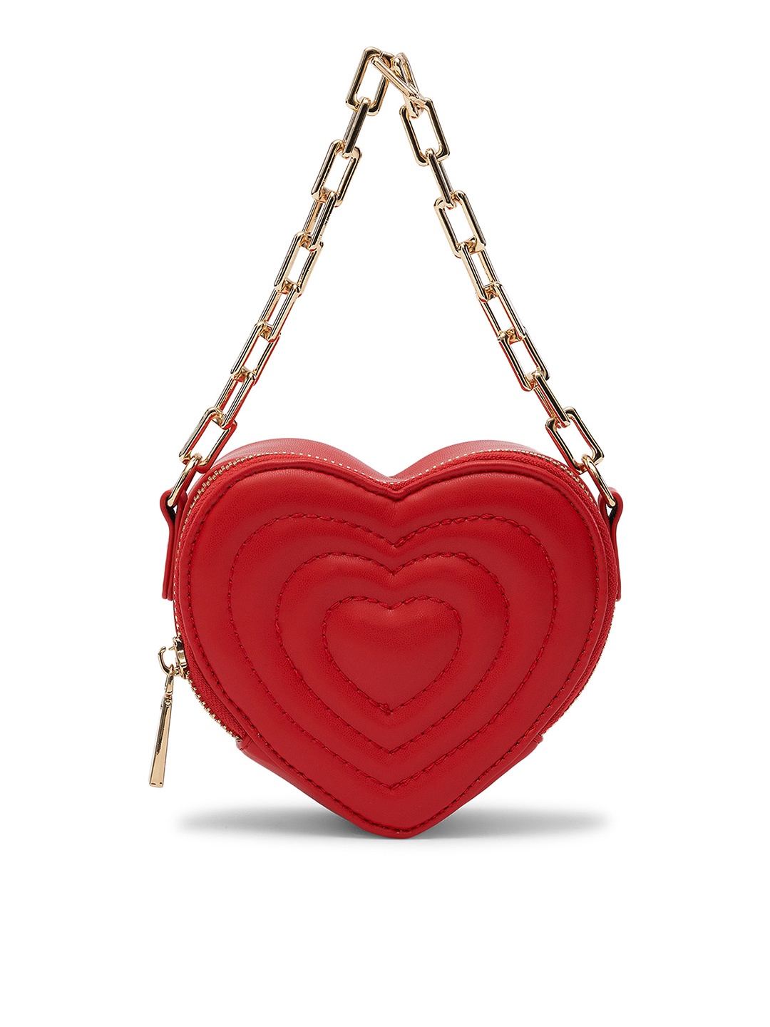 

MIRAGGIO Red Quilted Heart Shaped Small Handheld Bag with Crossbody Strap