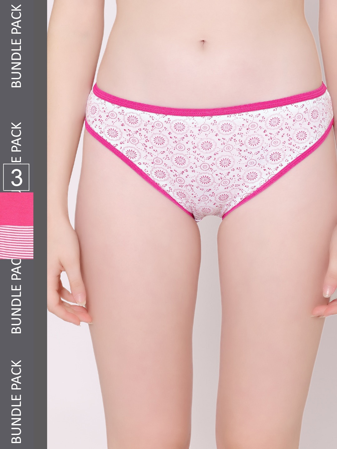 

Bodycare Women Pack Of 3 Cotton Hipster Briefs E-3906-3Pcs-S, Pink