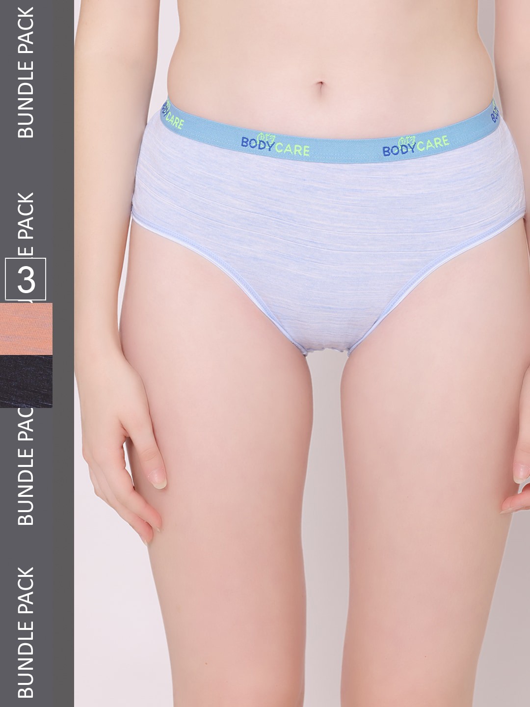 

Bodycare Women Pack Of 3 Cotton Hipster Briefs, Blue