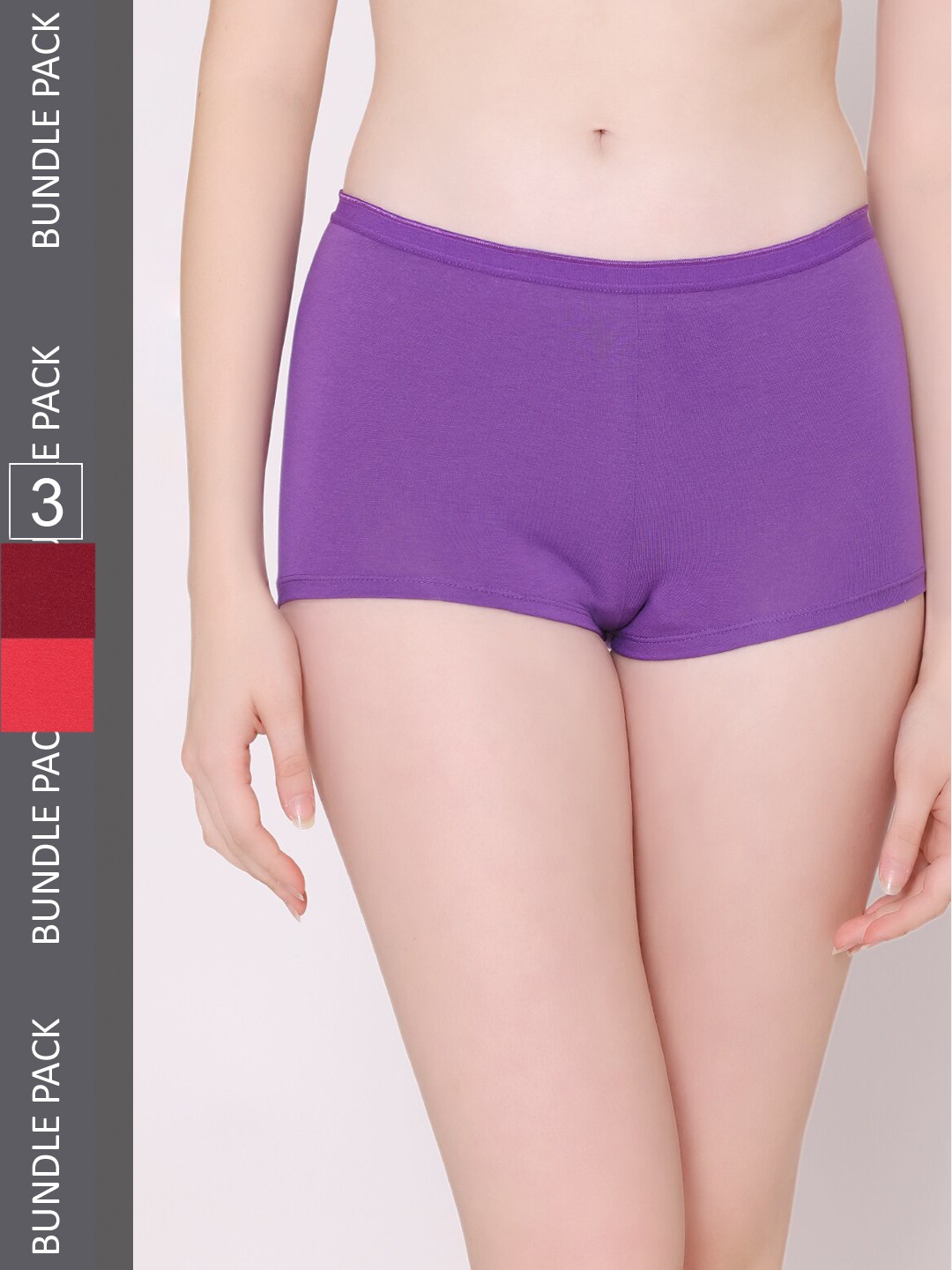 

Bodycare Women Pack Of 3 Cotton Boy Shorts E-7D-RERAPU-3Pcs, Red