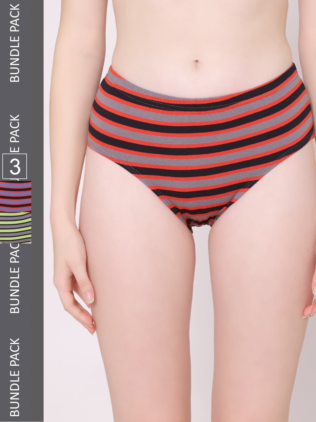 

Bodycare Women Pack Of 3 Hipster Briefs E-8710-3Pcs-XXL, Red