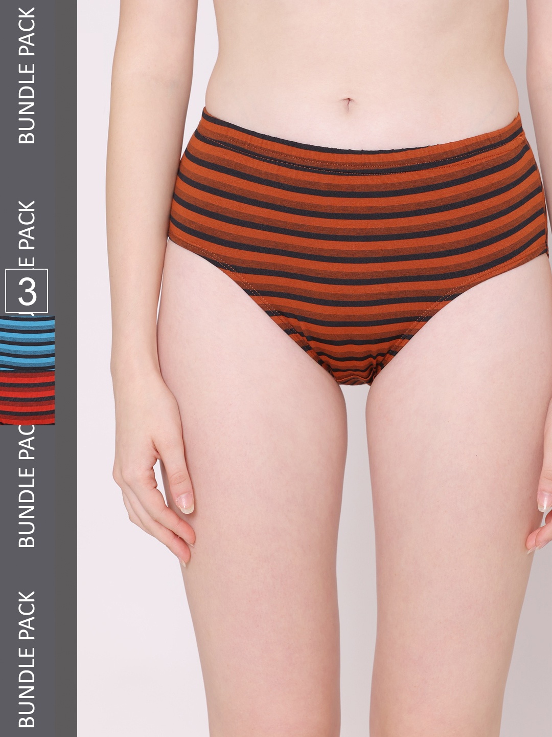 

Bodycare Women Pack Of 3 Hipster Briefs E-8709-3Pcs-XXL, Rust