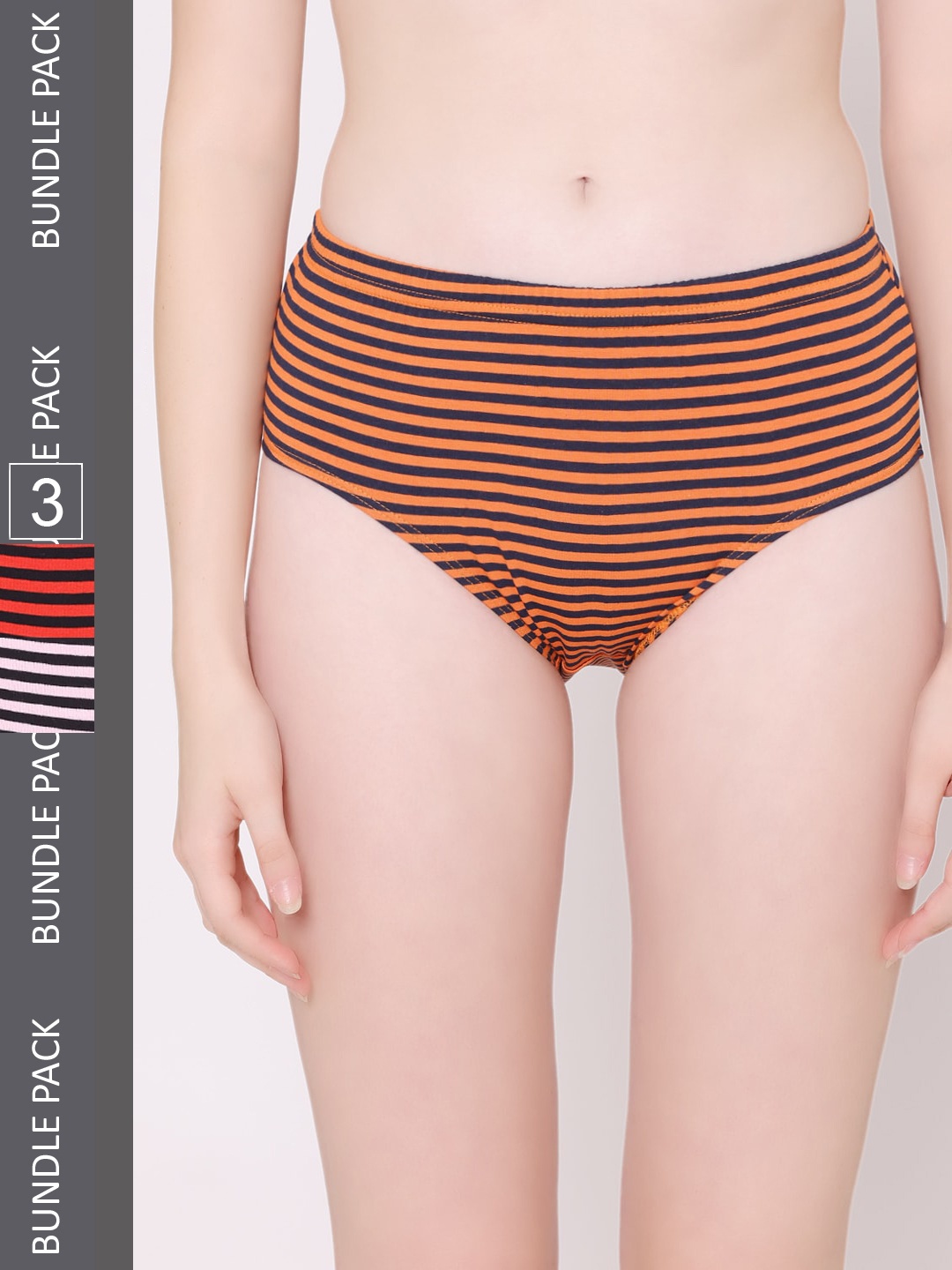 

Bodycare Women Pack Of 3 Hipster Briefs E-8705-3Pcs-XXL, Orange