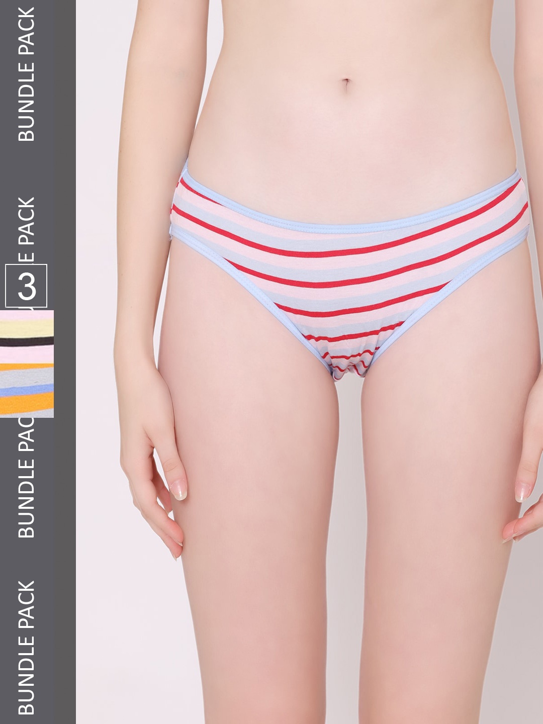 

Bodycare Women Pack Of 3 Assorted Pure Cotton Bikini Briefs
