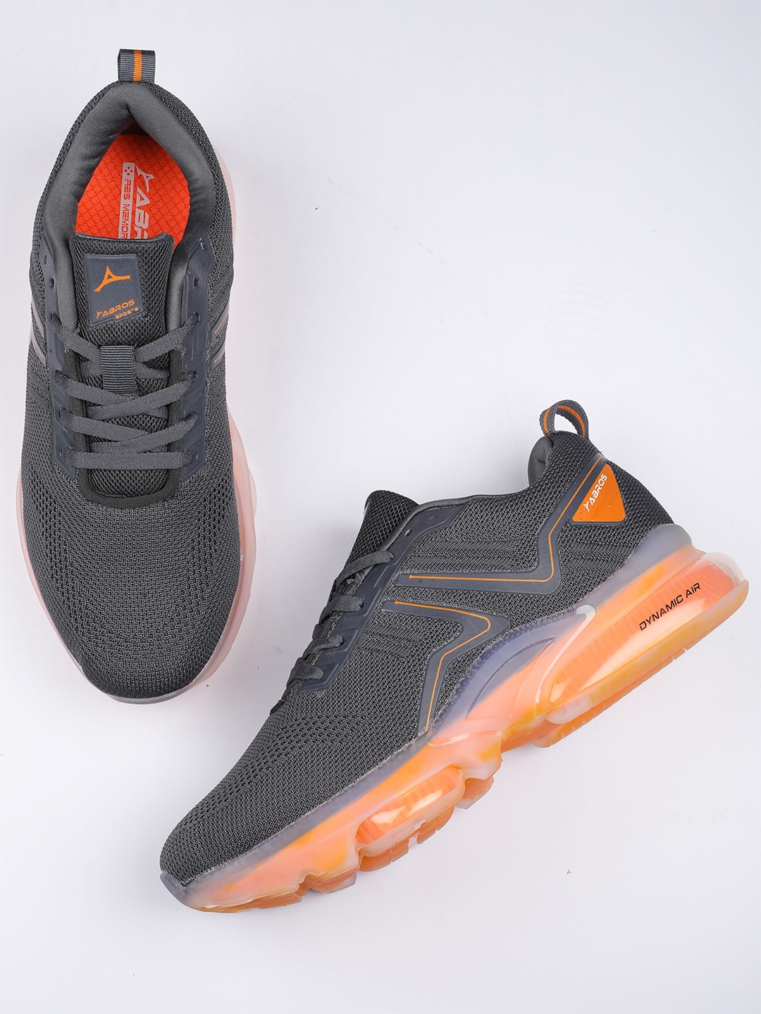

ABROS Men Grey & Orange Mesh BENJAMIN Mid-Top Marking Running Shoes