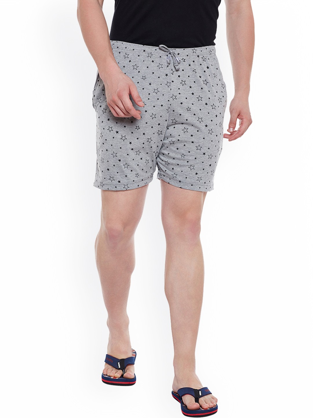 

VIMAL Men Grey Melange Printed Lounge Shorts