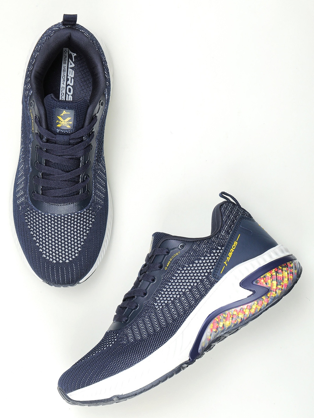 

ABROS Men Navy Blue Mesh TRIUMPH-O Mid-Top Marking Running Shoes
