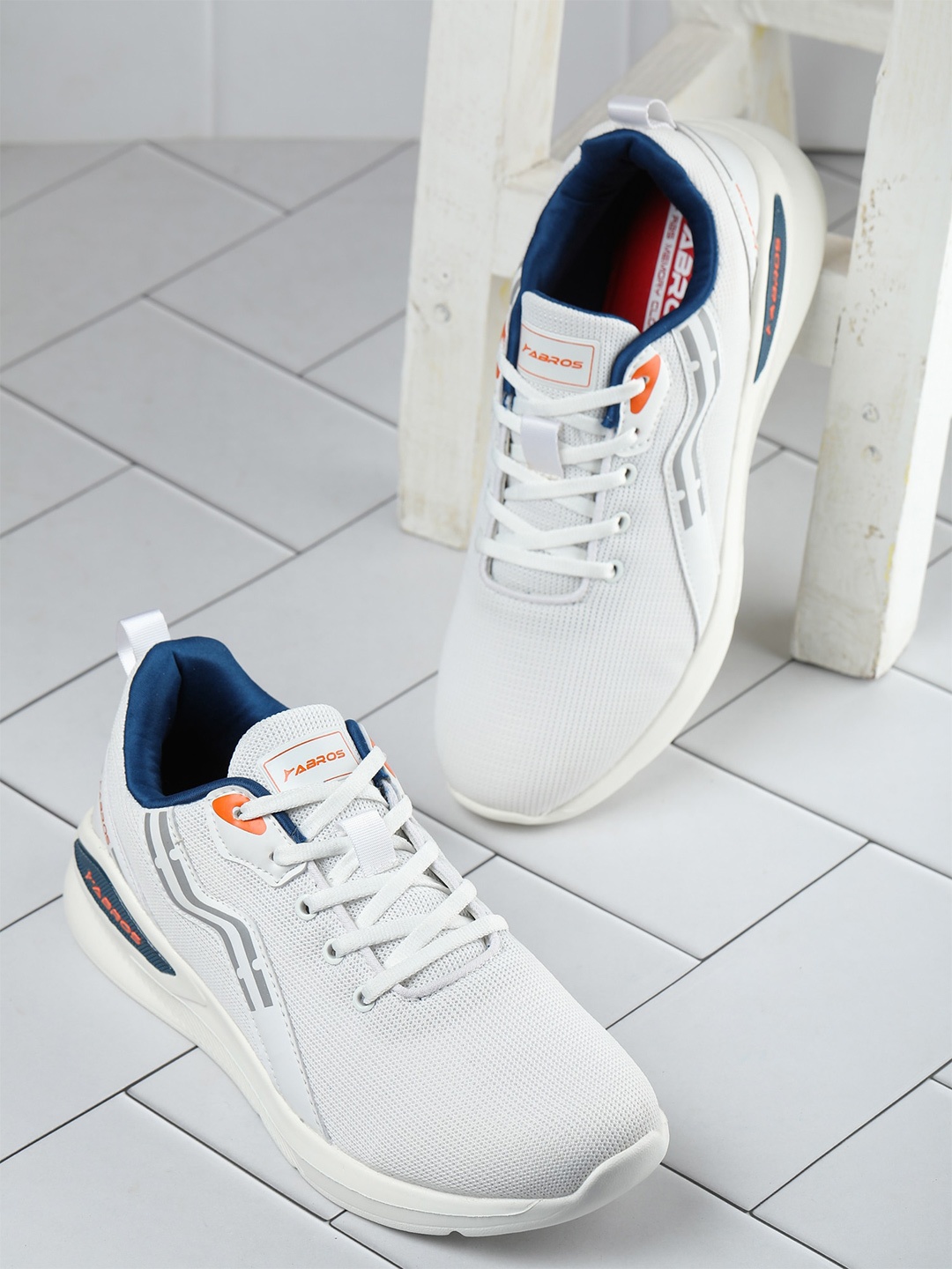 

ABROS Men White Nile Mesh Running Shoes