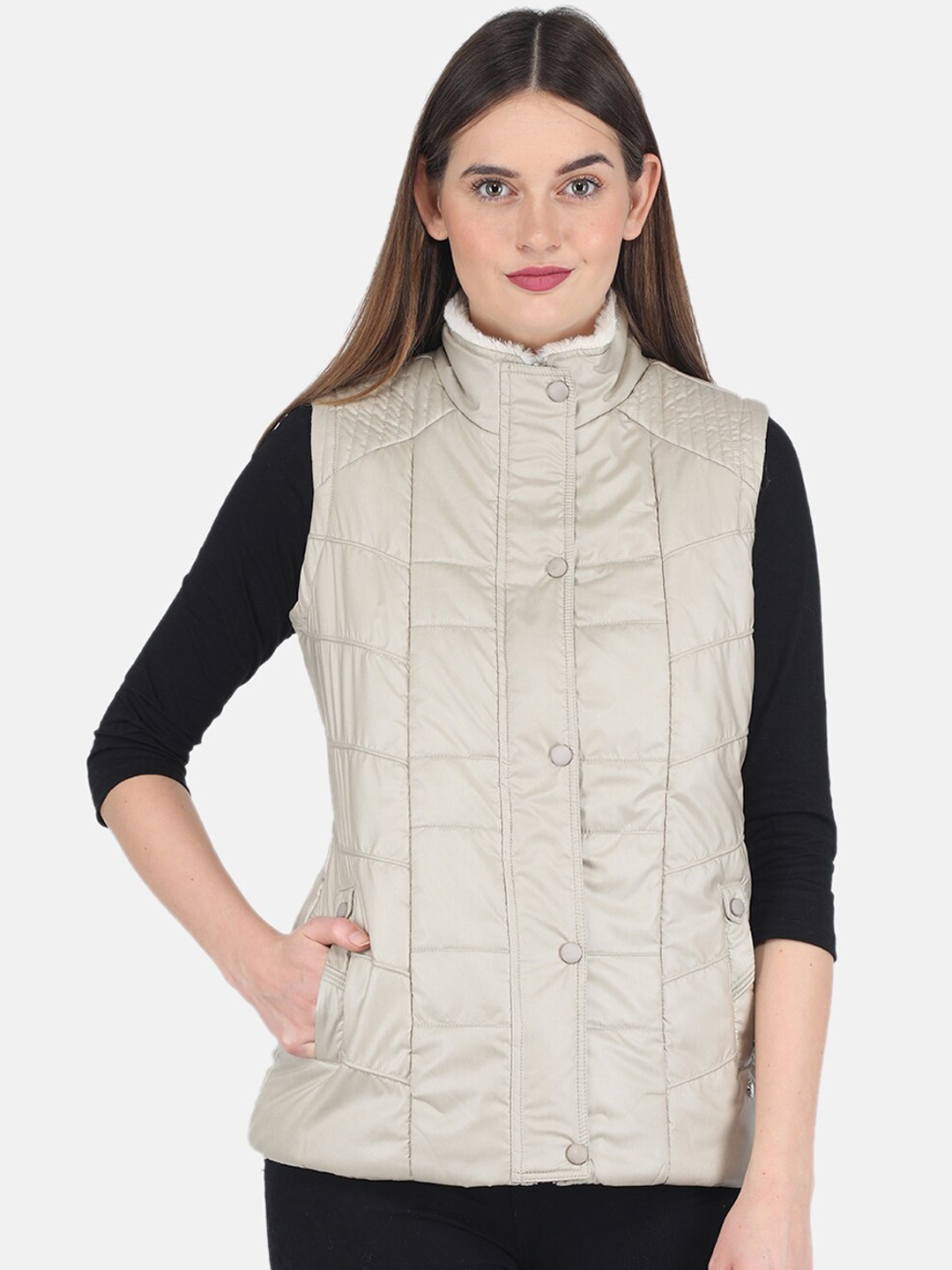 

Monte Carlo Women Beige Solid Padded Jacket