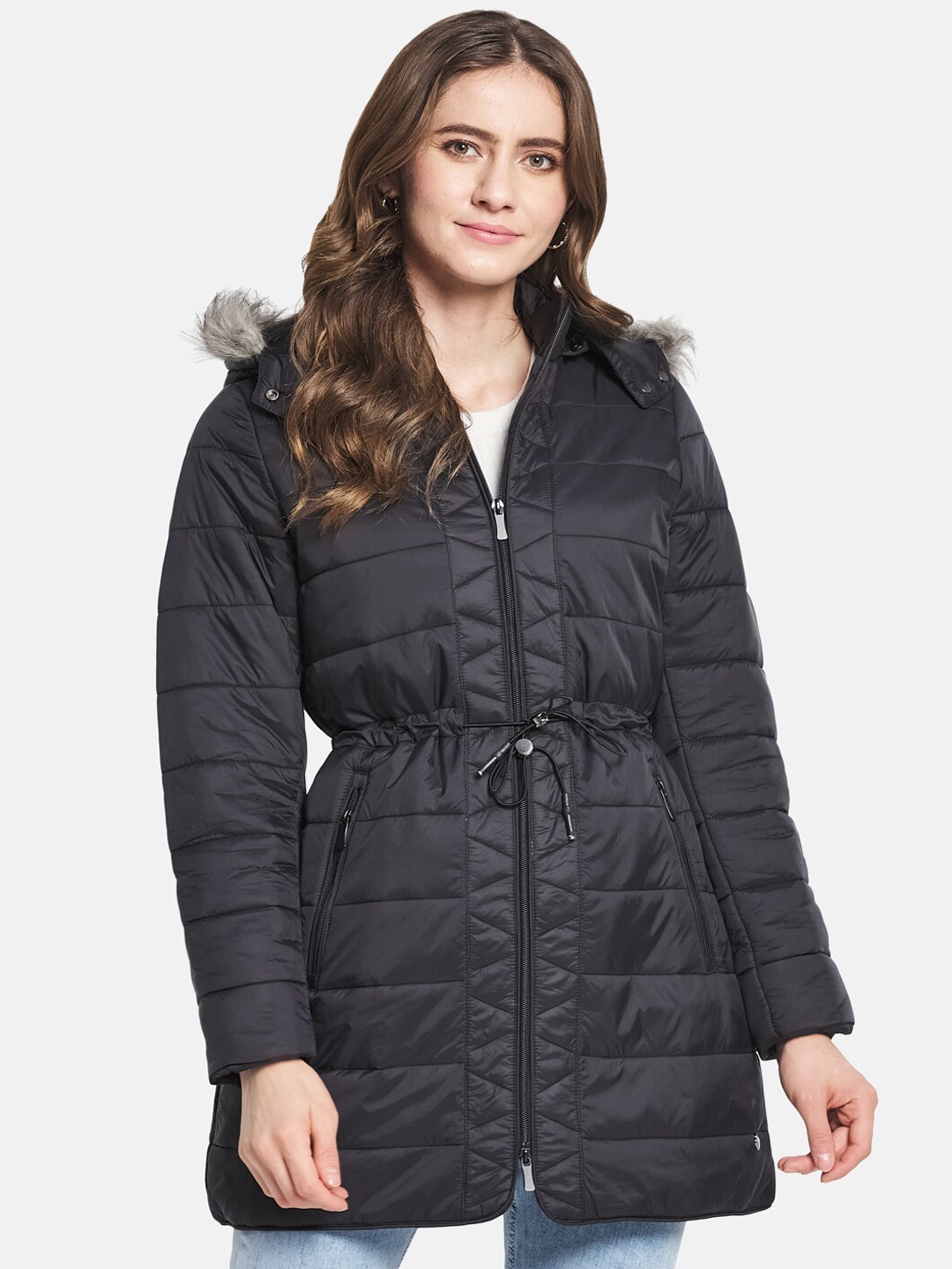 

Monte Carlo Women Black Solid Longline Parka Jacket