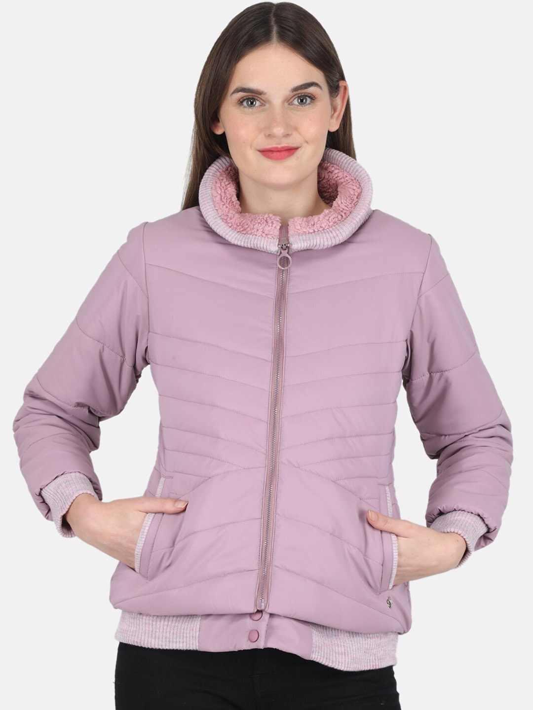 

Monte Carlo Women Purple Solid Puffer Jacket