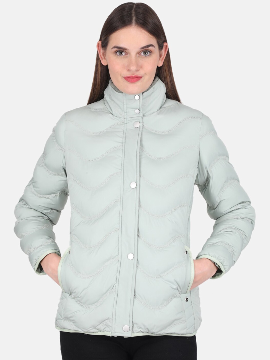 

Monte Carlo Women Green Solid Longline Puffer Jacket
