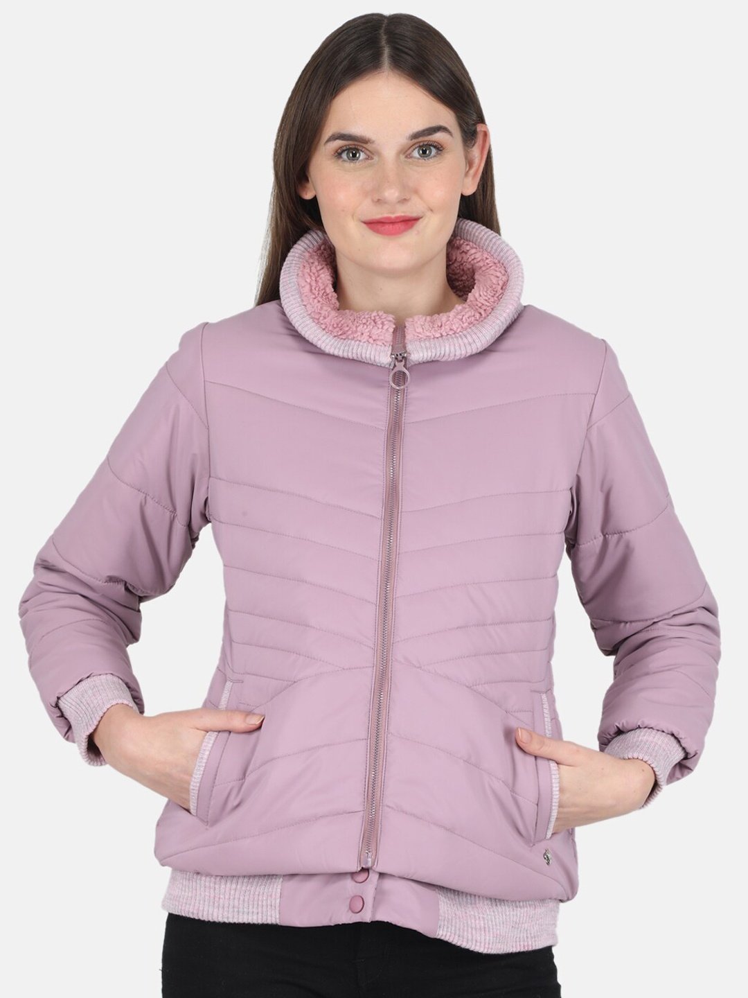 

Monte Carlo Women Purple Solid Puffer Jacket