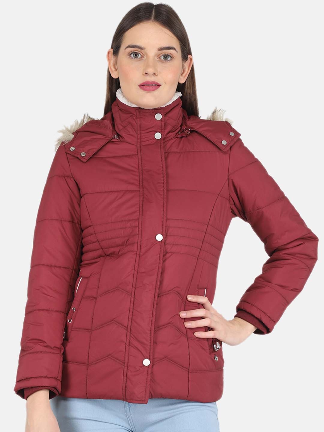 

Monte Carlo Women Maroon Solid Parka Jacket