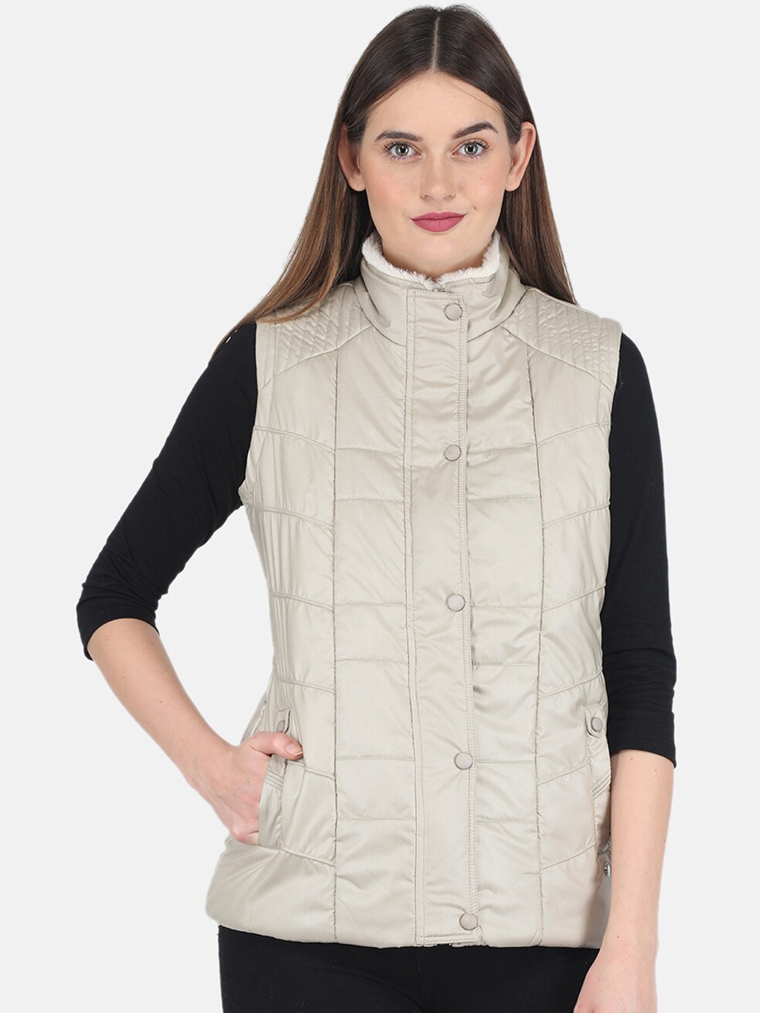 

Monte Carlo Women Beige Solid Padded Jacket