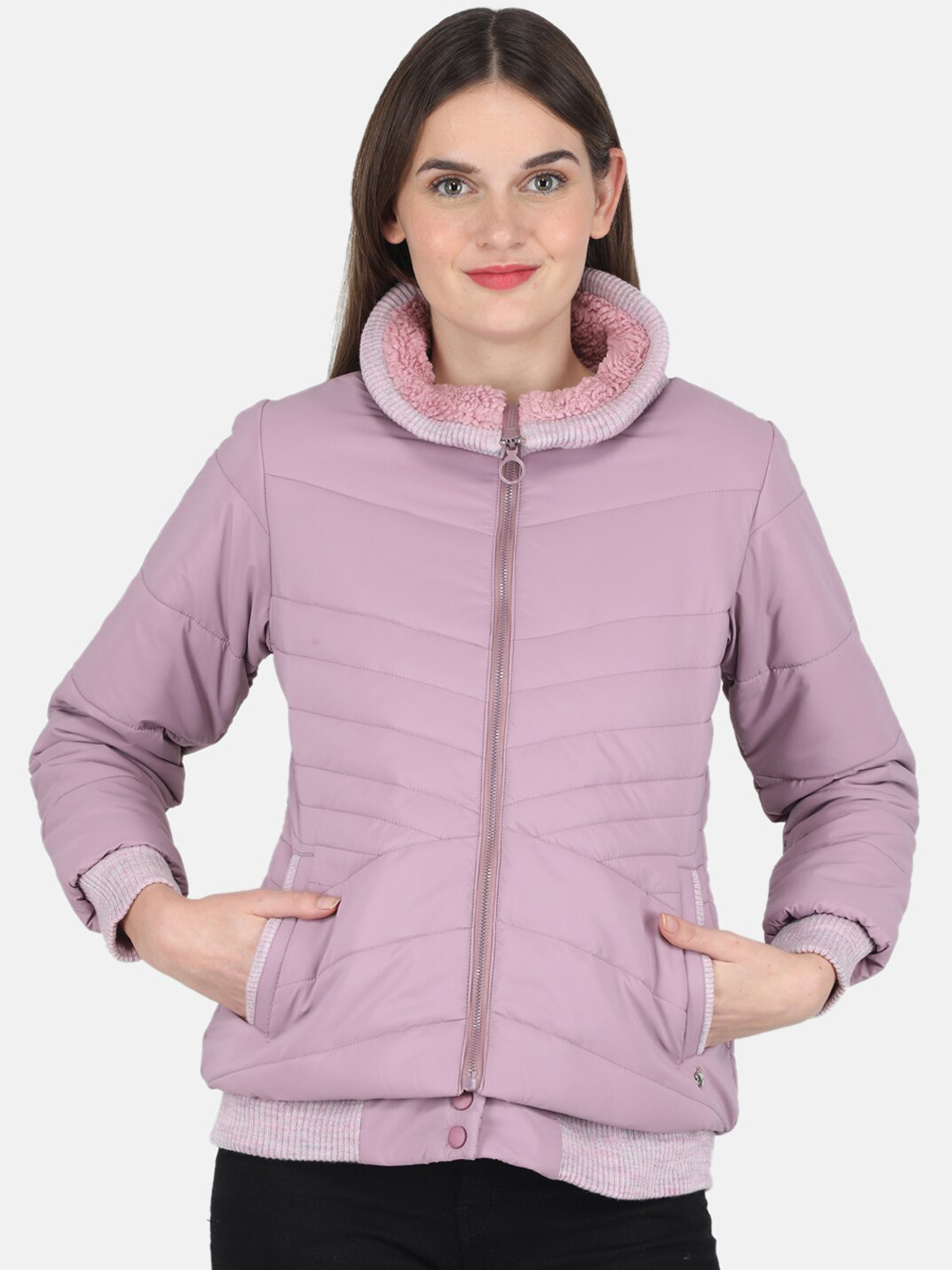 

Monte Carlo Women Purple Solid Long Sleeves Padded Jacket