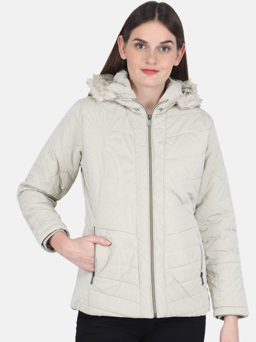 

Monte Carlo Women Beige Hooded Parka Jacket