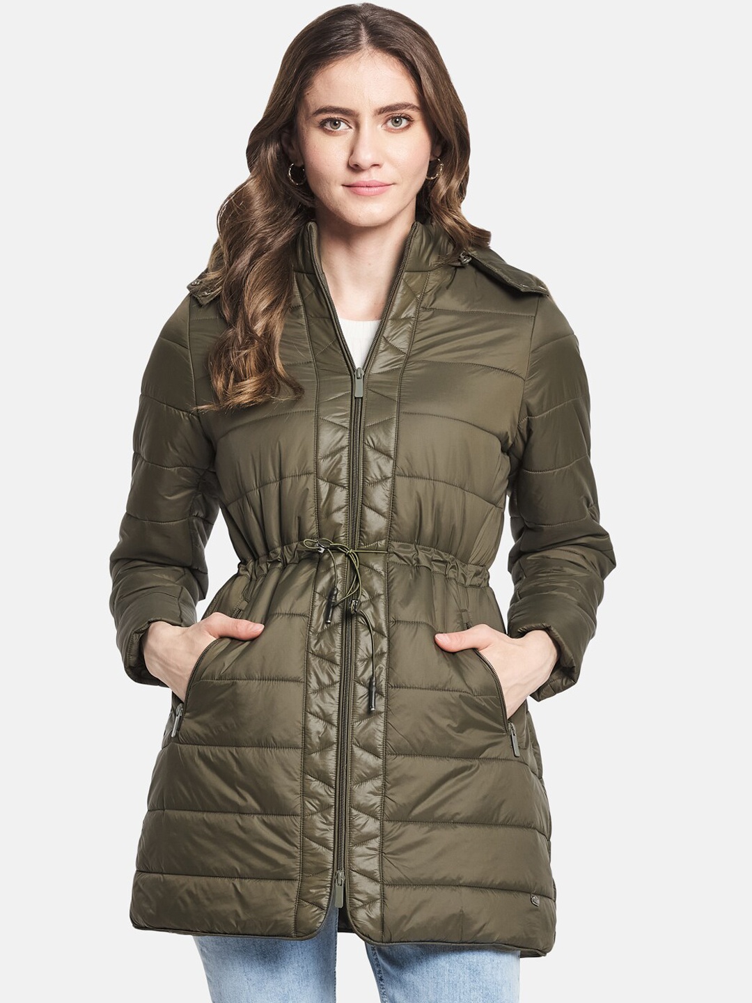 

Monte Carlo Women Olive Green Longline Parka Jacket