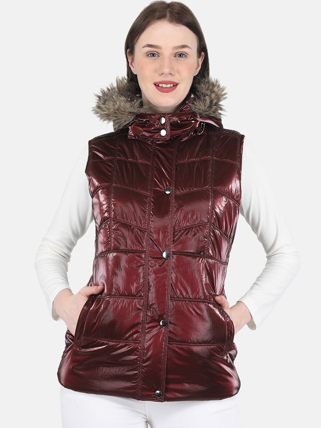 

Monte Carlo Women Maroon Solid Parka Jacket