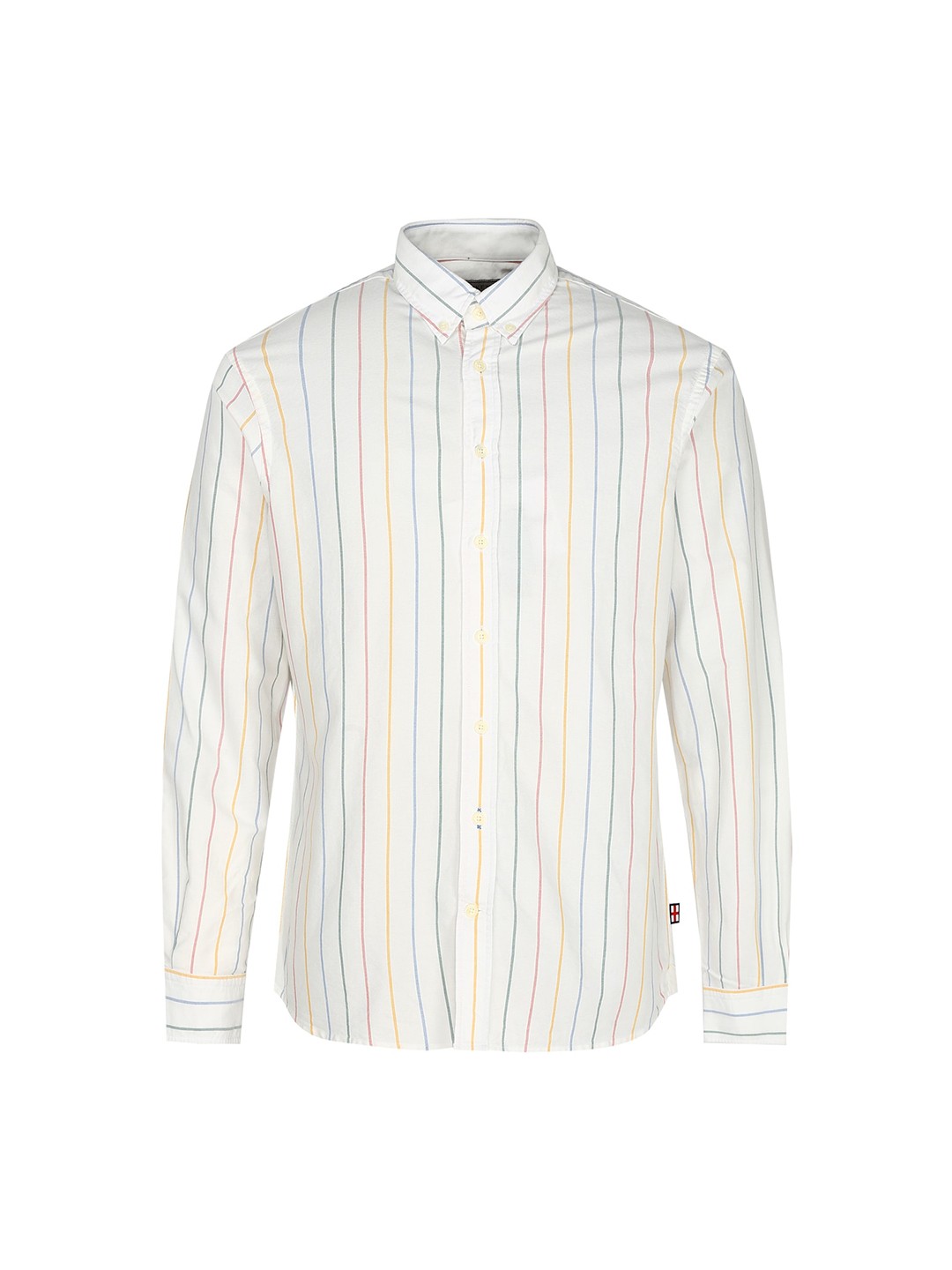 

HACKETT LONDON Men Off White Comfort Striped Pure Cotton Casual Shirt
